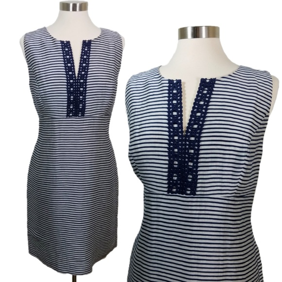 Ann Taylor Dresses & Skirts - Ann Taylor Striped Crochet Neck Sleeveless Dress